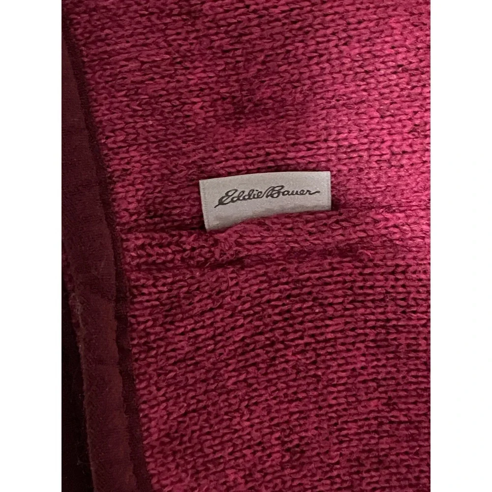 Eddie Bauer Womens Pink Heather Sweater Fleece Snap Mock Neck Pullover Large